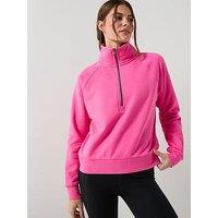 Gym + Coffee Womens Training Clubhouse Quarter Zip - Pink