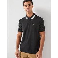 Calvin Klein Jeans Monogram Tipped Slim Fit Polo Shirt - Black
