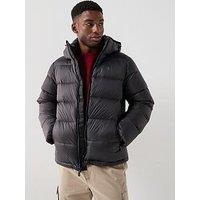 Calvin Klein Jeans Nylon Zip Off Hood Down Quilted Jacket - Black