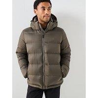 Calvin Klein Jeans Nylon Zip Off Hood Down Quilted Jacket - Green