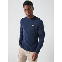 Calvin Klein Jeans Waffle Badge Long Sleeve T-Shirt - Navy