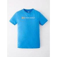 Under Armour Junior Boys Training Logo Wordmark T-Shirt - Blue