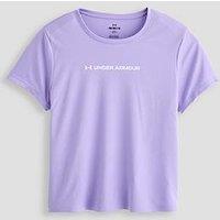 Under Armour Junior Girls Training Tech Wordmark Graphic T-Shirt - Purple