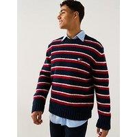 Tommy Jeans Regular Stripe Badge Knitted Jumper - Red