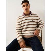 Tommy Jeans Regular Stripe Badge Knitted Jumper - Beige