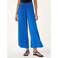 Roman Pleated Wide Leg Culottes - Blue