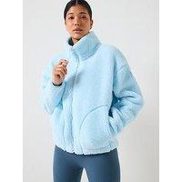 Gym + Coffee Womens Training Industry Fleece High Collar Jacket - Blue