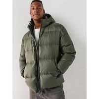 Tommy Jeans Essential Down Hooded Long Quilted Jacket - Khaki
