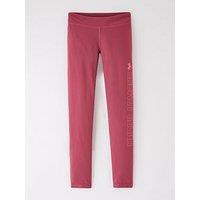 Under Armour Junior Girls Training Motion Branded Tights - Burgundy