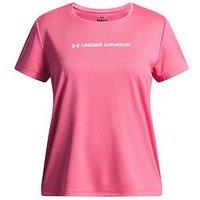 Under Armour Junior Girls Training Tech Wordmark Graphic T-Shirt - Pink