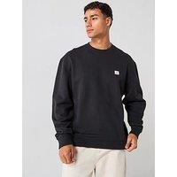 Calvin Klein Jeans Woven Badge Crew Neck Sweatshirt - Black