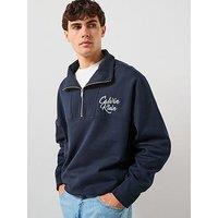 Calvin Klein Jeans Script Logo Funnel Neck 1/4 Zip Sweatshirt - Navy