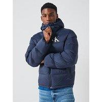 Calvin Klein Jeans Nylon Monogram Quilted Jacket - Navy