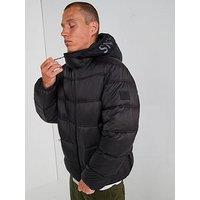 Tommy Jeans Reflective Hooded Logo Quilted Jacket - Navy