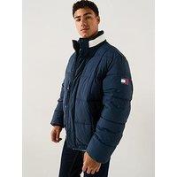 Tommy Jeans Flag Collar Quilted Jacket - Navy