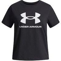 Under Armour Junior Girls Training Big Logo T-Shirt - Black/White