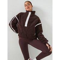 Gym + Coffee Womens Training Industry Half Zip Top - Brown