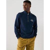 Calvin Klein Jeans Monogram Logo 1/4 Zip Sweatshirt - Navy