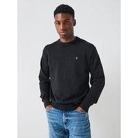 Calvin Klein Jeans Cotton Monogram Logo Knitted Jumper - Black