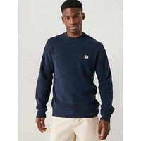 Calvin Klein Jeans Cotton Waffle Knitted Jumper - Navy