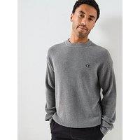 Calvin Klein Jeans Cotton Waffle Knitted Jumper - Grey
