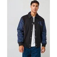 Calvin Klein Jeans Cotton Nylon Varisty Bomber Jacket - Black