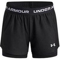 Under Armour Junior Girls Training Tech Play Up 2In1 Shorts - Black/White