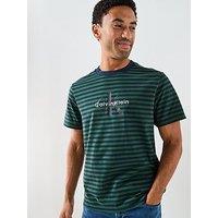 Calvin Klein Jeans Large Monogram Stripe T-Shirt - Green