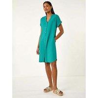 Roman Linen Mix Shift Dress - Green