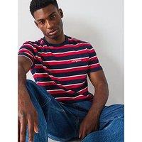 Tommy Jeans Regular Waffle Script Stripe T-Shirt - Navy