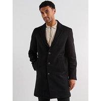 Jack & Jones Harrison Wool Blend Overcoat - Black
