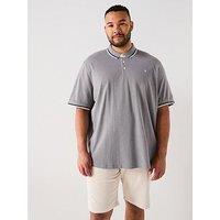 Jack & Jones Plus Size Paulos Tipped Polo Shirt - Grey