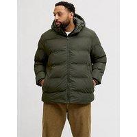 Jack & Jones Plus Size Hooded Quilted Jacket - Dark Green
