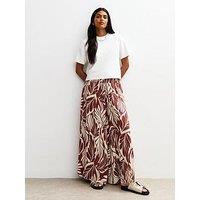 New Look Brown Leaf Print Palazzo Trousers