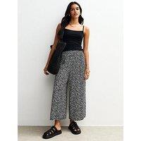 New Look Black Polka Dot Print Cropped Wide Leg Trousers