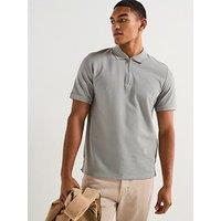 Jack & Jones Austin Micro Waffle Zip Polo Shirt - Grey