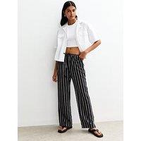New Look Black Striped Wide Leg Trousers