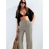 New Look Black Soft Touch Striped Wide Leg Trousers