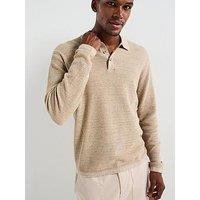 Jack & Jones George Textured Knitted Polo Shirt - Beige