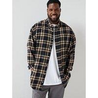 Jack & Jones Plus Size Classic Flannel Long Sleeve Check Shirt - Black