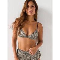Calvin Klein Animal Print Unlined Triangle Bra - Brown