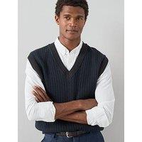The Very Collection Pure Cotton Knitted Vest - Navy
