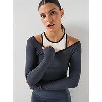 P.E Nation Womens Training Sutton Double Layer Cropped Top - Navy