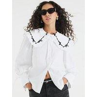 River Island Collar Trim Poplin Shirt - White