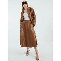 River Island Faux Leather Skirt - Brown