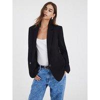 River Island Edge To Edge Blazer - Black