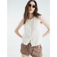 River Island Broderie Trim Blouse - Cream