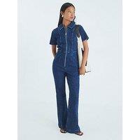River Island Petite Johnson Seamed Zip Jumpsuit - Blue