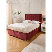 Very Home New Dakota Velvet End Lift Up Storage Ottoman Bed With Mattress Options (Buy & Save!) - Burgundy - Bed Frame With Microquilt Mattress