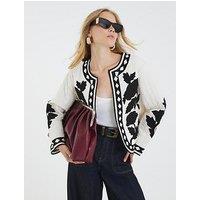 River Island Long Sleeve Mono Housecoat - Cream